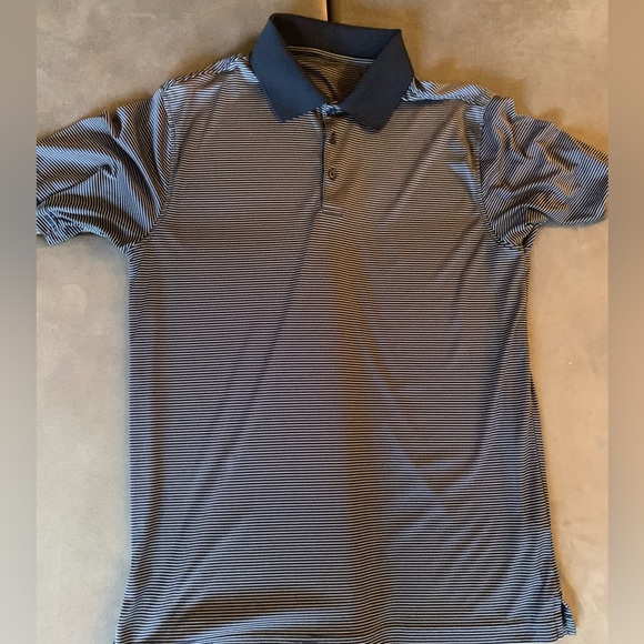 Other - Men's Striped Polo Shirt - Black and Gray